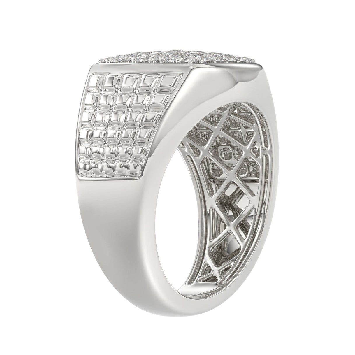 10K WHITE GOLD 1.00CT ROUND DIAMOND MEN'S RING