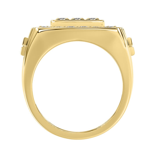 10K YELLOW GOLD 2.00CT ROUND DIAMOND MEN'S RING