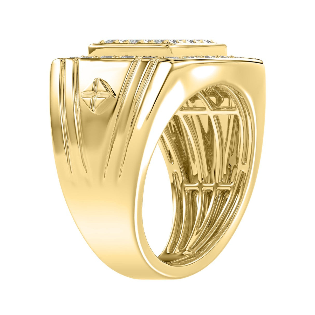 10K YELLOW GOLD 2.00CT ROUND DIAMOND MEN'S RING