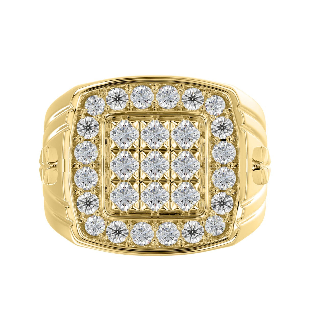 10K YELLOW GOLD 2.00CT ROUND DIAMOND MEN'S RING