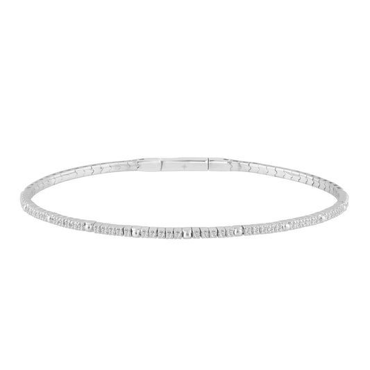 9K WHITE GOLD 1/6CT ROUND DIAMOND LADIES BANGLE