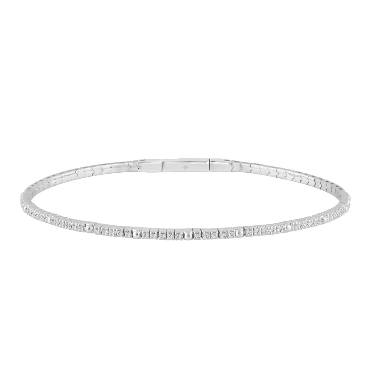 9K WHITE GOLD 1/6CT ROUND DIAMOND LADIES BANGLE
