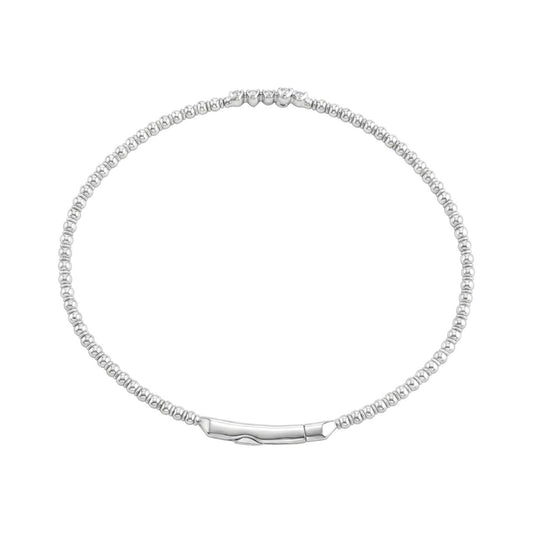 9K WHITE GOLD 1/6CT ROUND DIAMOND LADIES BANGLE