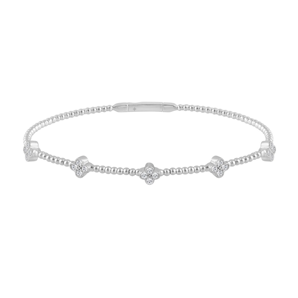 9K WHITE GOLD 3/8CT ROUND DIAMOND LADIES BANGLE
