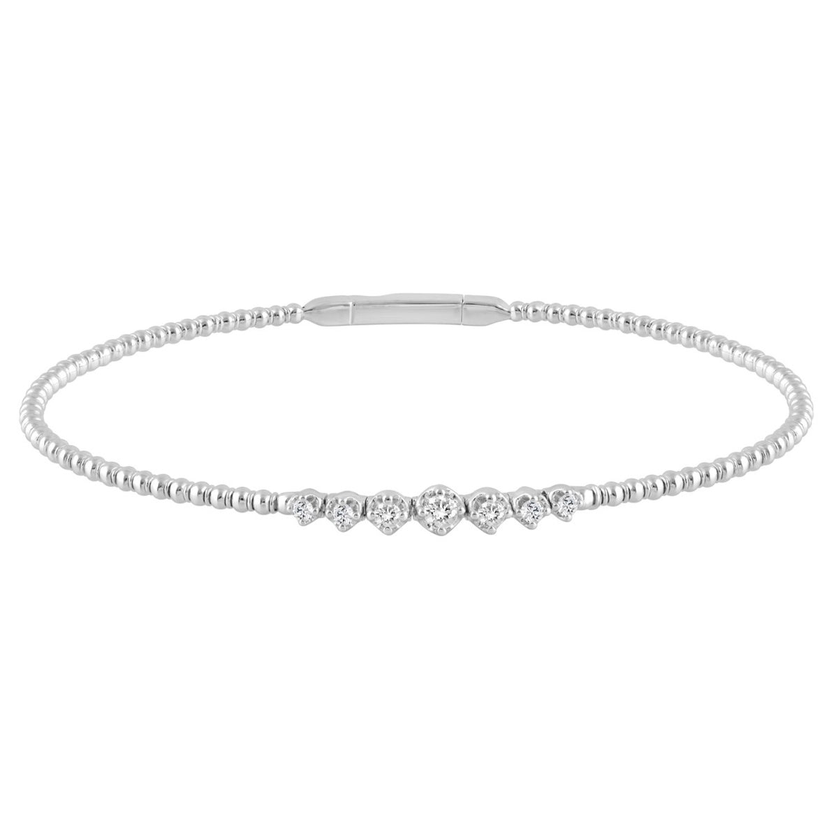 9K WHITE GOLD 1/4CT ROUND DIAMOND LADIES BANGLE