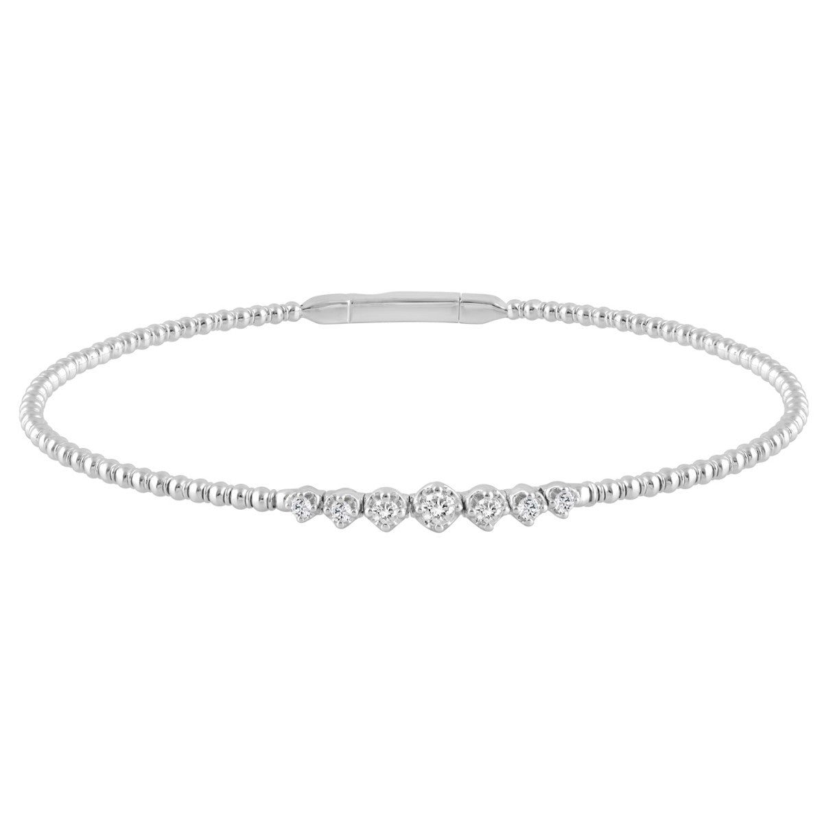 9K WHITE GOLD 1/4CT ROUND DIAMOND LADIES BANGLE
