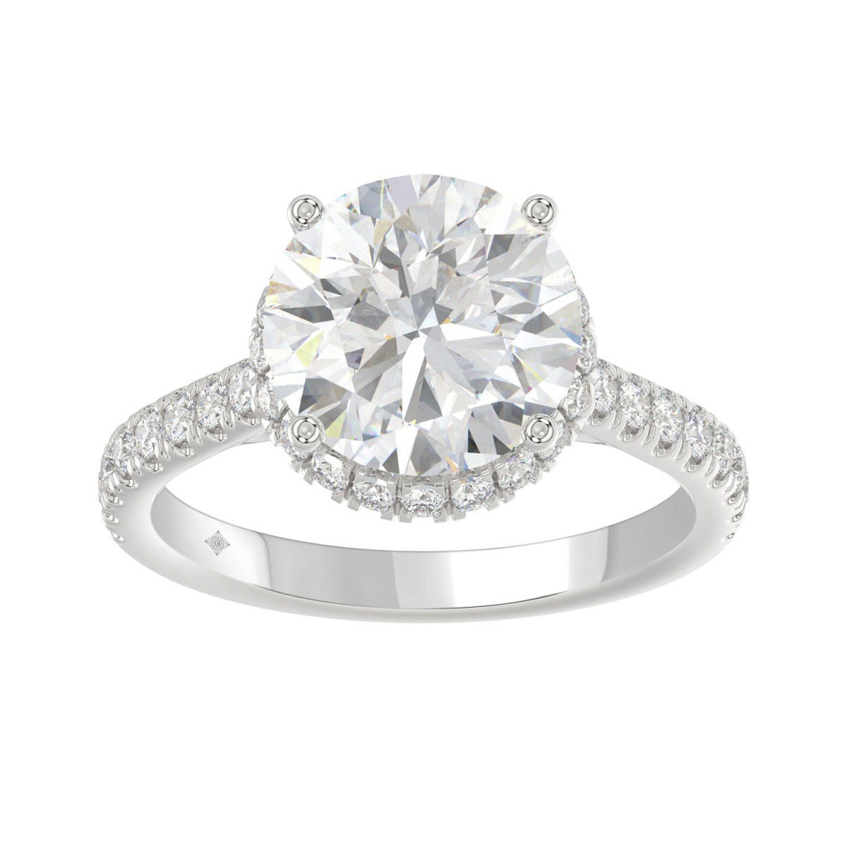 14K WHITE GOLD 4 1/2CT ROUND DIAMOND LADIES RING (CENTER STONE ROUND DIAMOND 4CT)