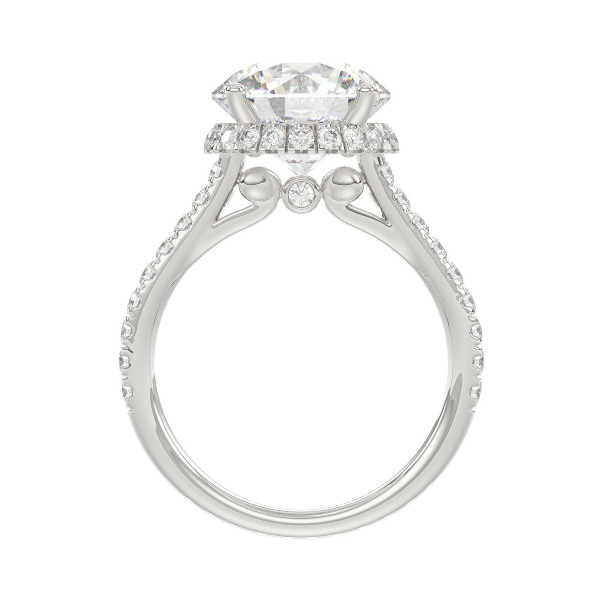 14K WHITE GOLD 4 1/2CT ROUND DIAMOND LADIES RING (CENTER STONE ROUND DIAMOND 4CT)
