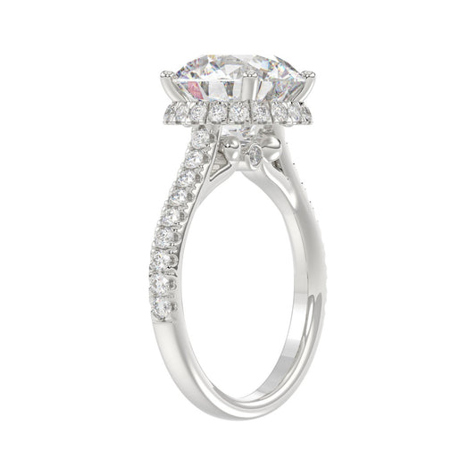 14K WHITE GOLD 4 1/2CT ROUND DIAMOND LADIES RING (CENTER STONE ROUND DIAMOND 4CT)