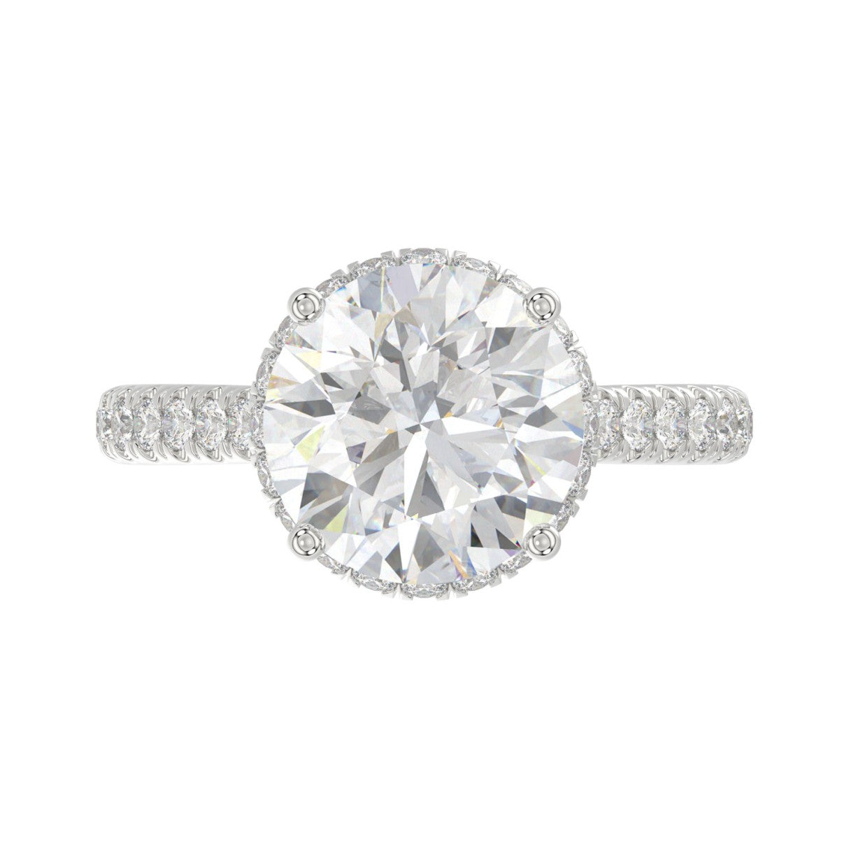 14K WHITE GOLD 4 1/2CT ROUND DIAMOND LADIES RING (CENTER STONE ROUND DIAMOND 4CT)