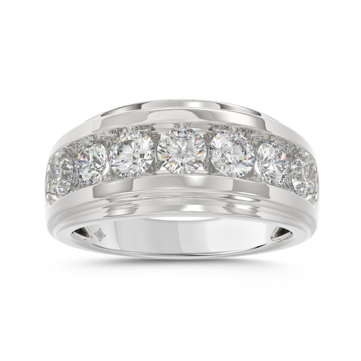 14K WHITE GOLD 2.00CT ROUND DIAMOND MEN'S BAND