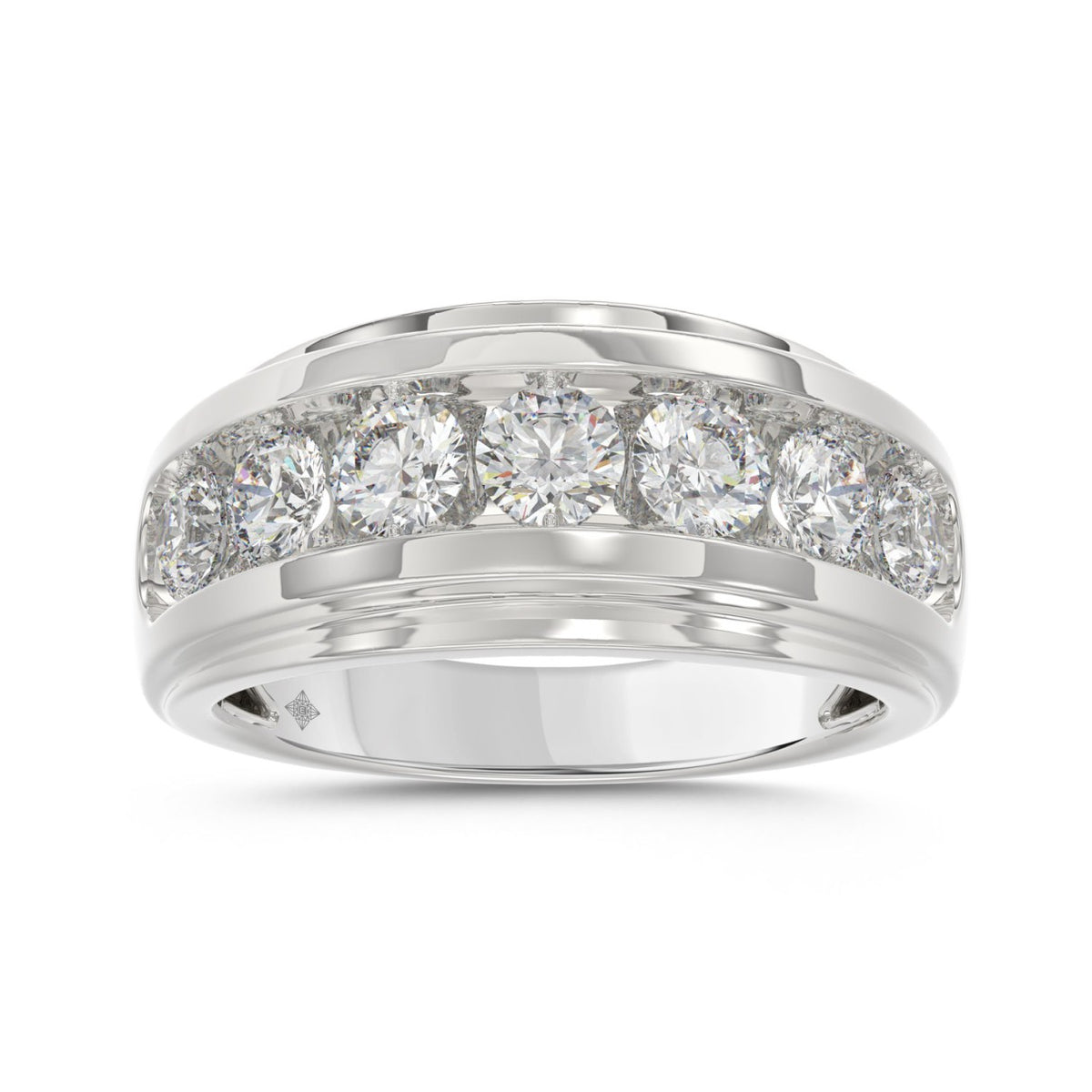 14K WHITE GOLD 2.00CT ROUND DIAMOND MEN'S BAND