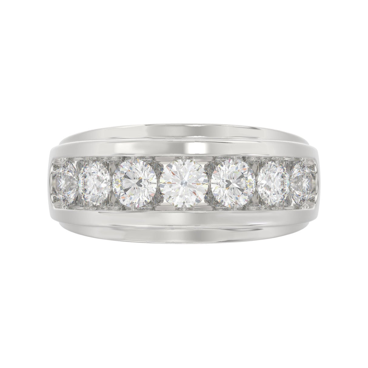 14K WHITE GOLD 2.00CT ROUND DIAMOND MEN'S BAND