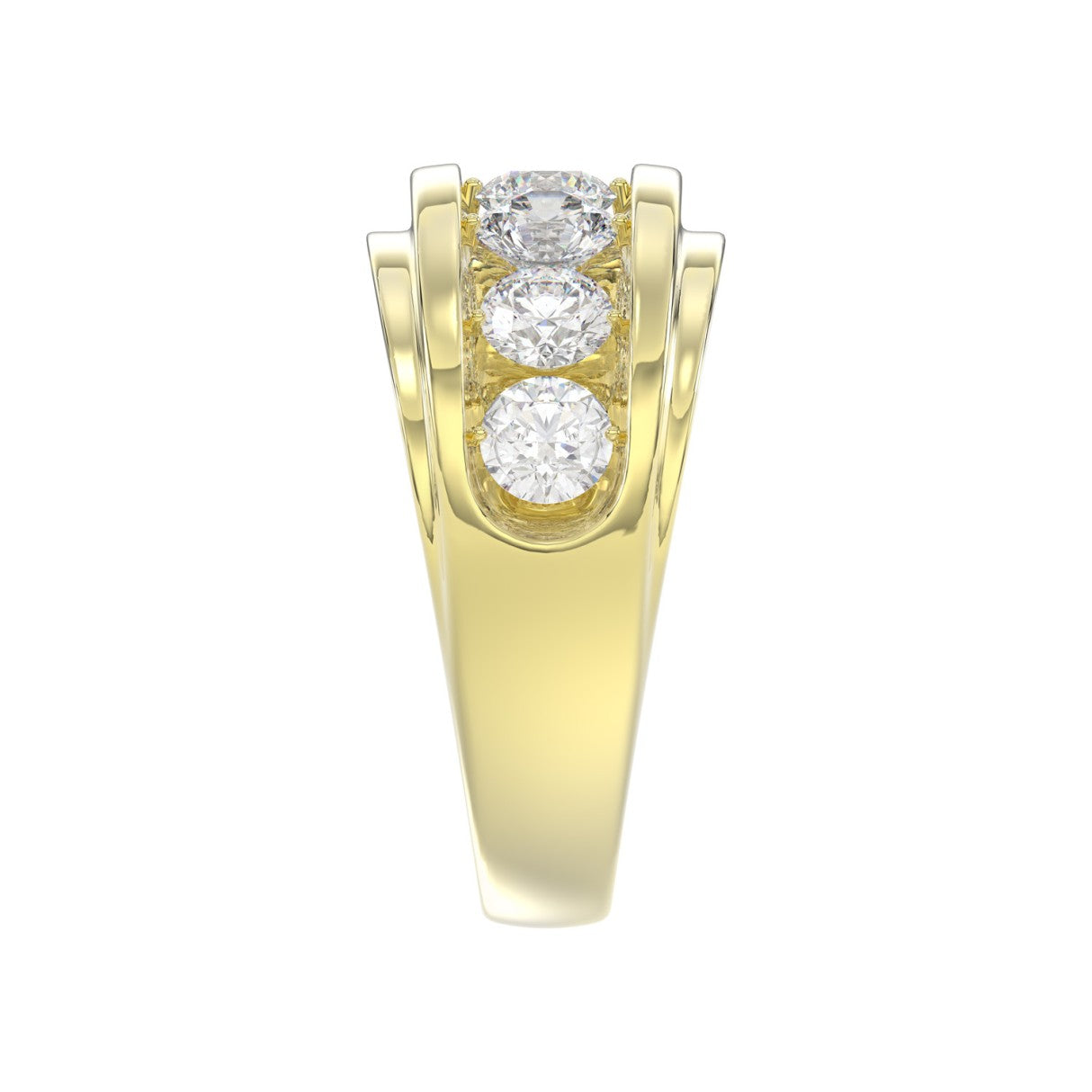 14K YELLOW GOLD 3.00CT ROUND DIAMOND MEN'S BAND
