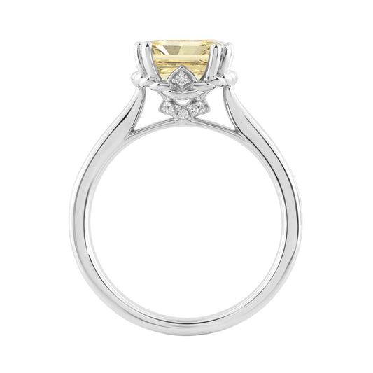 14K WHITE GOLD 3.00CT ROUND/YELLOW CUSHION DIAMOND LADIES RING (CENTER STONE YELLOW CUSHION DIAMOND 3CT)