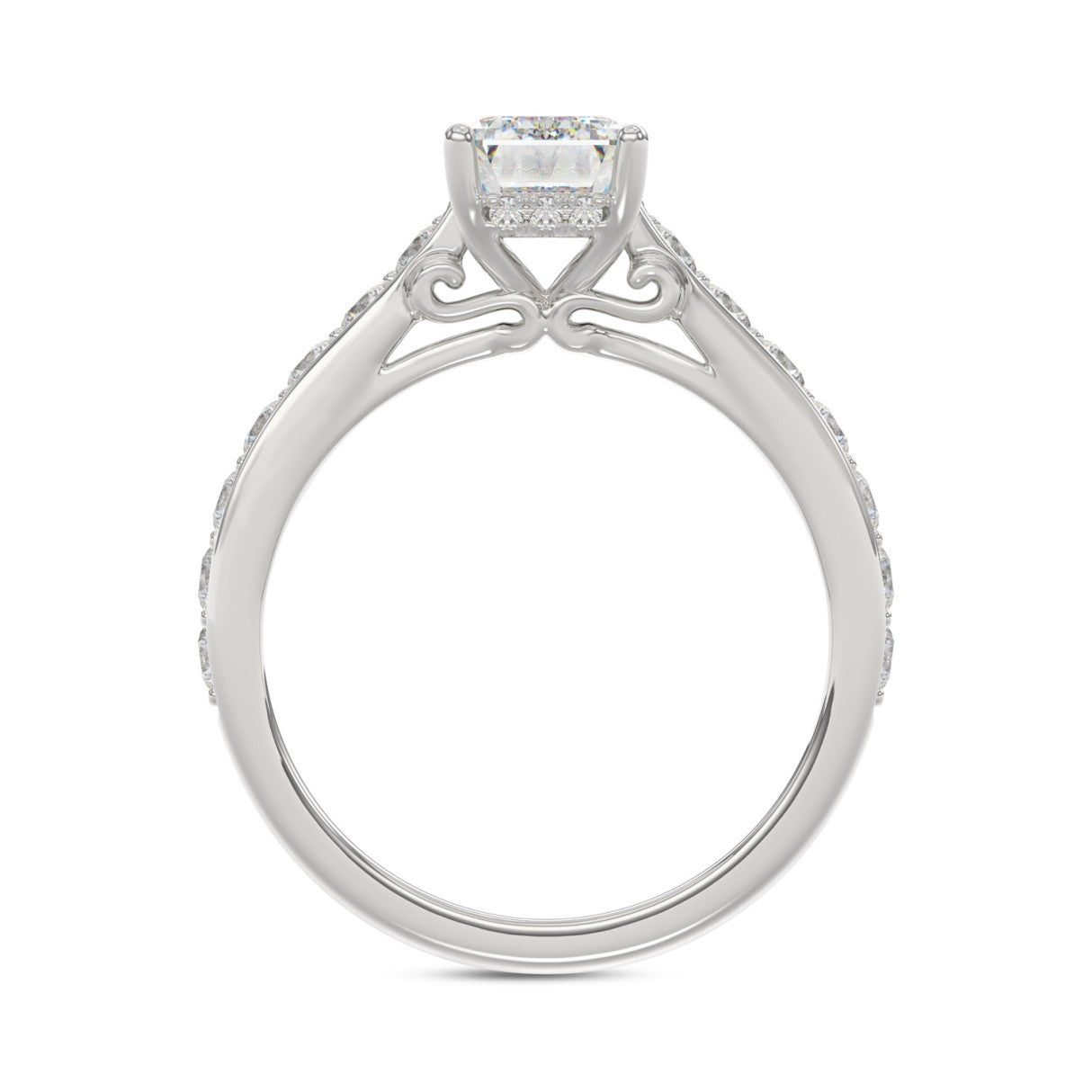 14K WHITE GOLD 2 1/2CT ROUND/EMERALD DIAMOND LADIES BRIDAL SET (CENTER STONE EMERALD DIAMOND 1 5/8CT)