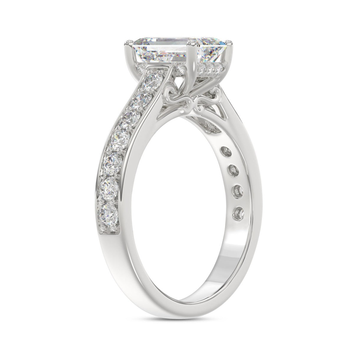 14K WHITE GOLD 2 1/2CT ROUND/EMERALD DIAMOND LADIES BRIDAL SET (CENTER STONE EMERALD DIAMOND 1 5/8CT)