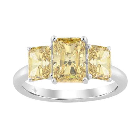 14K WHITE GOLD 2 1/2CT YELLOW RADIANT DIAMOND LADIES RING (CENTER STONE YELLOW RADIANT DIAMOND 1 1/2CT)