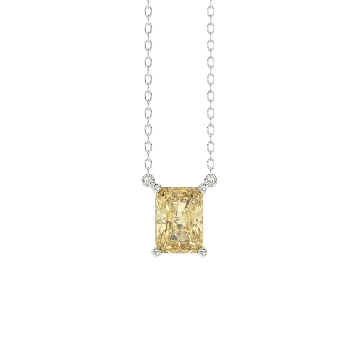 14K WHITE GOLD 1.00CT YELLOW RADIANT DIAMOND LADIES PENDANT