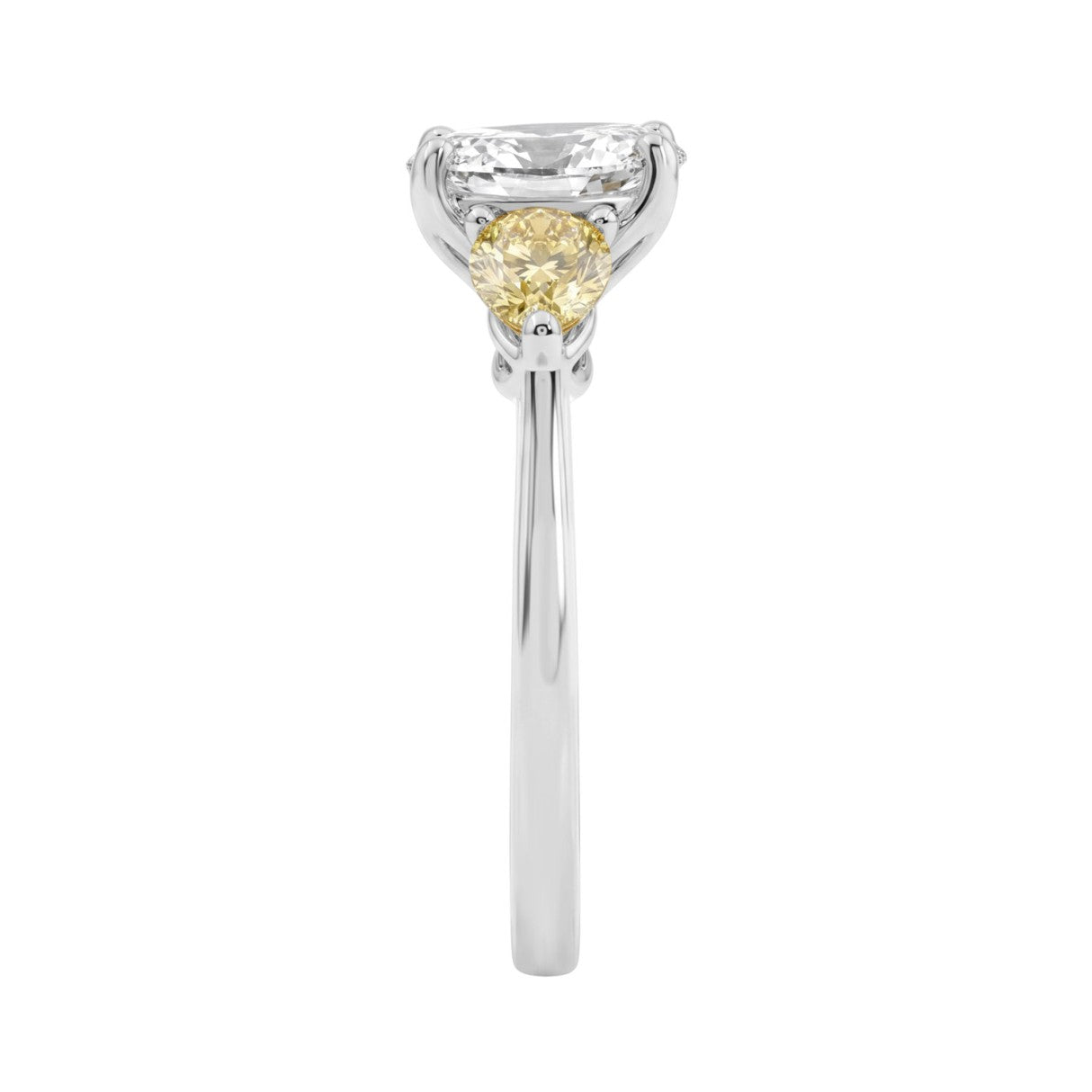 14K WHITE GOLD 2 1/2CT OVAL/YELLOW PEAR DIAMOND LADIES RING (CENTER STONE OVAL DIAMOND 1 1/2CT)