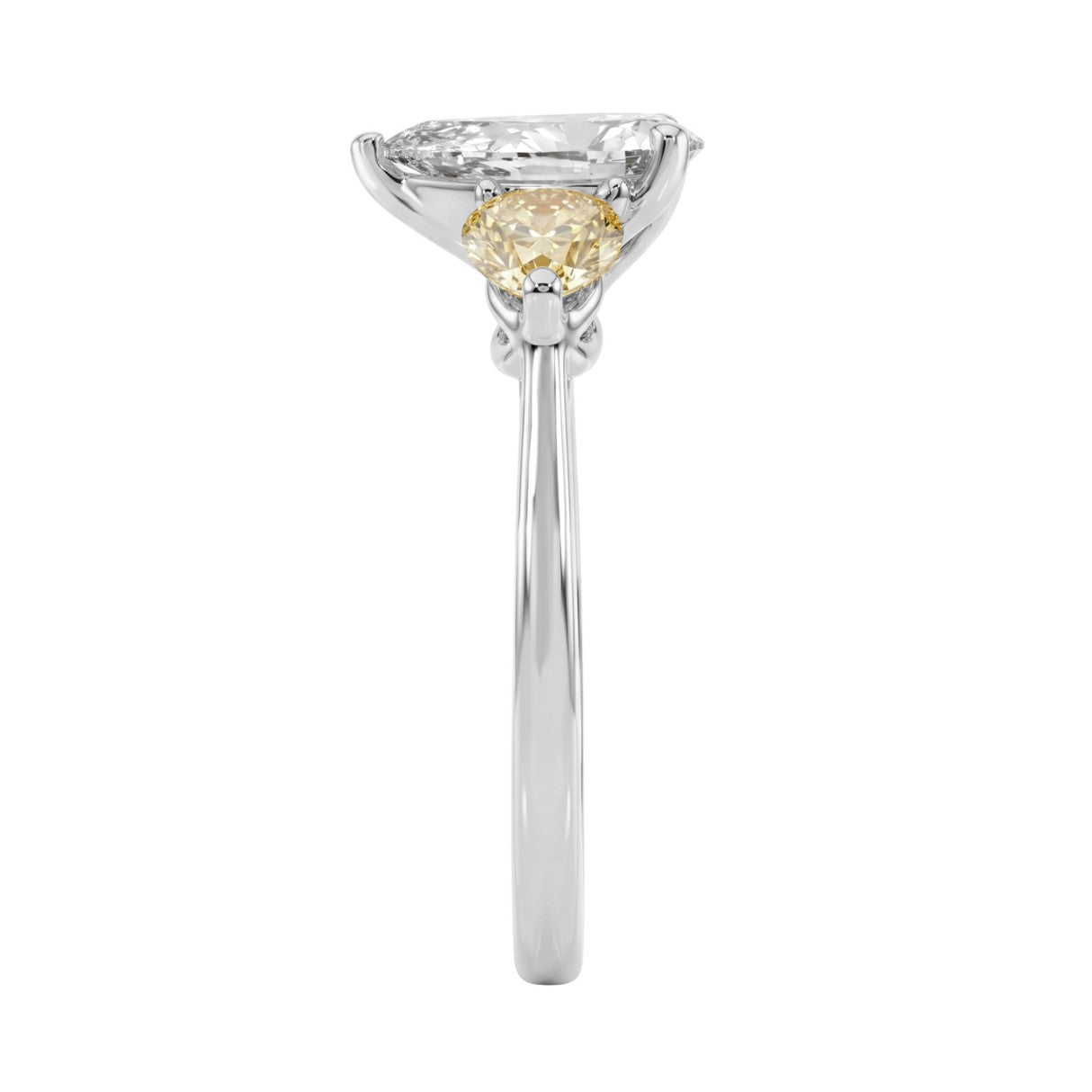 14K WHITE GOLD 2 1/4CT YELLOW PEAR DIAMOND LADIES RING (CENTER STONE PEAR DIAMOND 1 1/5CT)