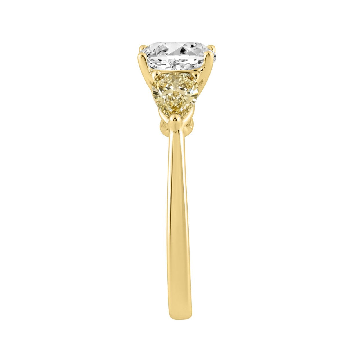 14K YELLOW GOLD 2 5/8CT CUSHION/YELLOW PEAR DIAMOND LADIES RING (CENTER STONE CUSHION DIAMOND 1 1/2CT)