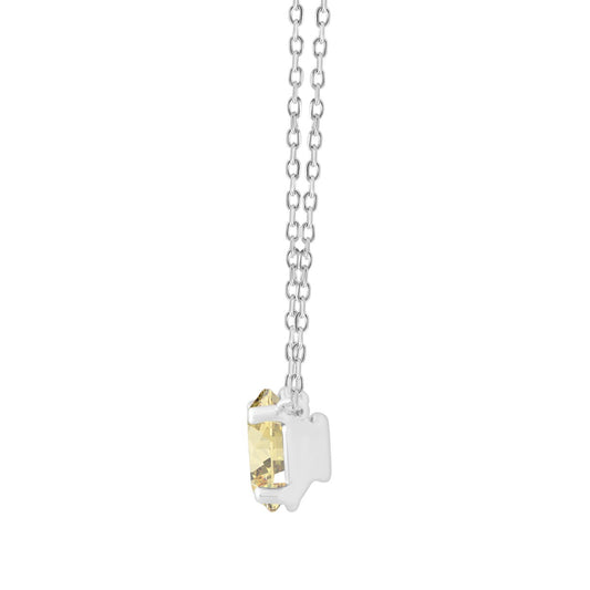 14K WHITE GOLD 1.00CT YELLOW OVAL DIAMOND LADIES NECKLACE