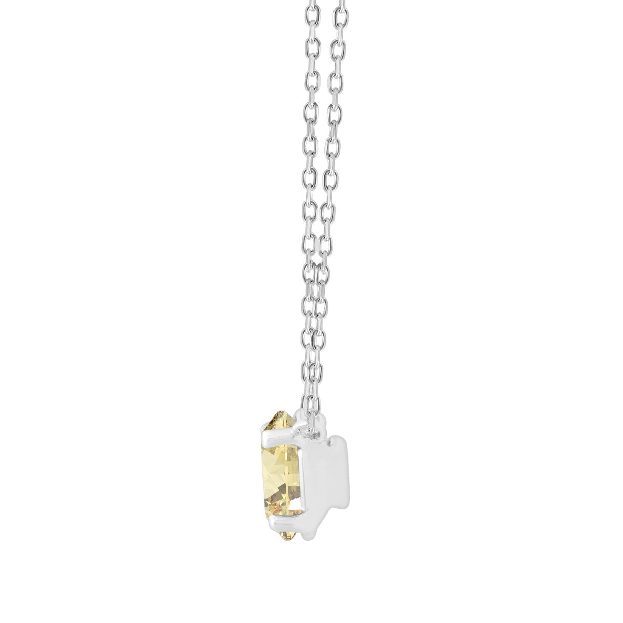 14K WHITE GOLD 1.00CT YELLOW OVAL DIAMOND LADIES PENDANT