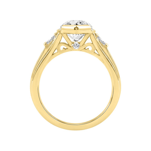 Elegant 14K Yellow Gold Diamond Engagement Ring Featuring 3 1/2Ct Round, Marquise & Baguette Diamonds With Sparkling Side Stones. Perfect For Weddings, Proposals & Anniversaries.3.00Ct Marquise Center Stone (Color F-G -Clarity Vs1/Vs2)