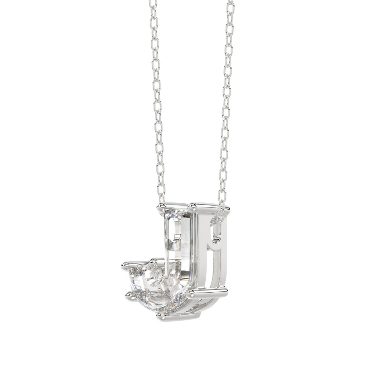 14K WHITE GOLD 7/8CT FANCY CUT ALPHABET DIAMOND LADIES PENDANT WITH CHAIN