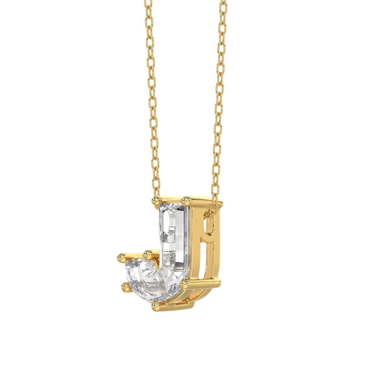 14K YELLOW GOLD 7/8CT FANCY CUT ALPHABET DIAMOND LADIES PENDANT WITH CHAIN