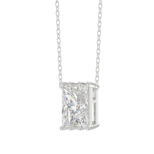 14K White Gold Diamond Initial “N” Pendant 1 1/2CT Fancy Cut Ladies Alphabet Charm with Chain