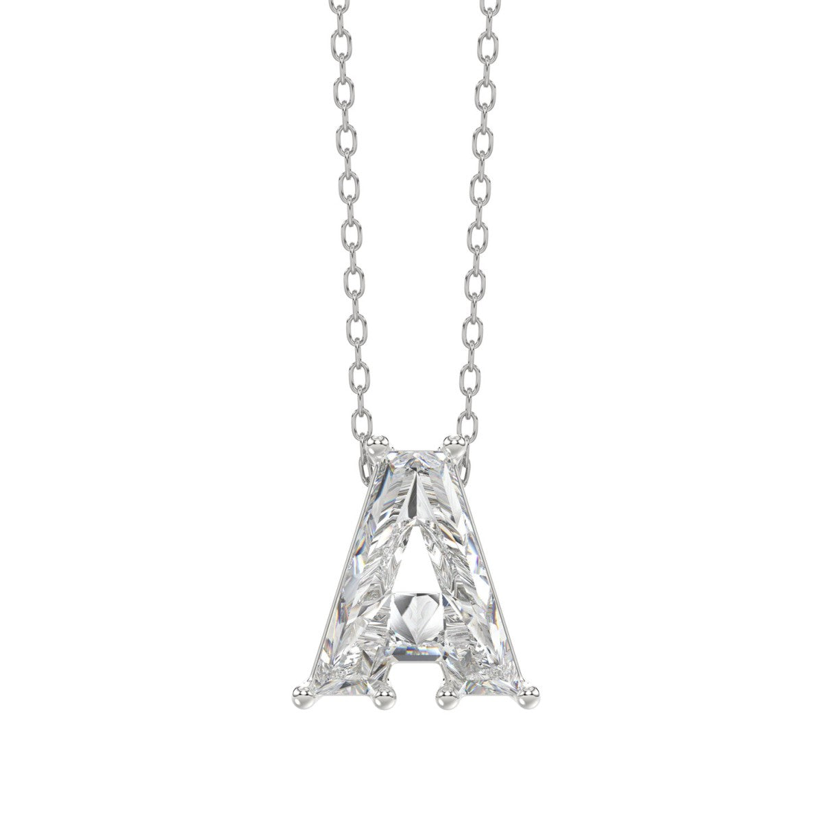 14K WHITE GOLD 1 5/8CT FANCY CUT ALPHABET DIAMOND LADIES PENDANT WITH CHAIN
