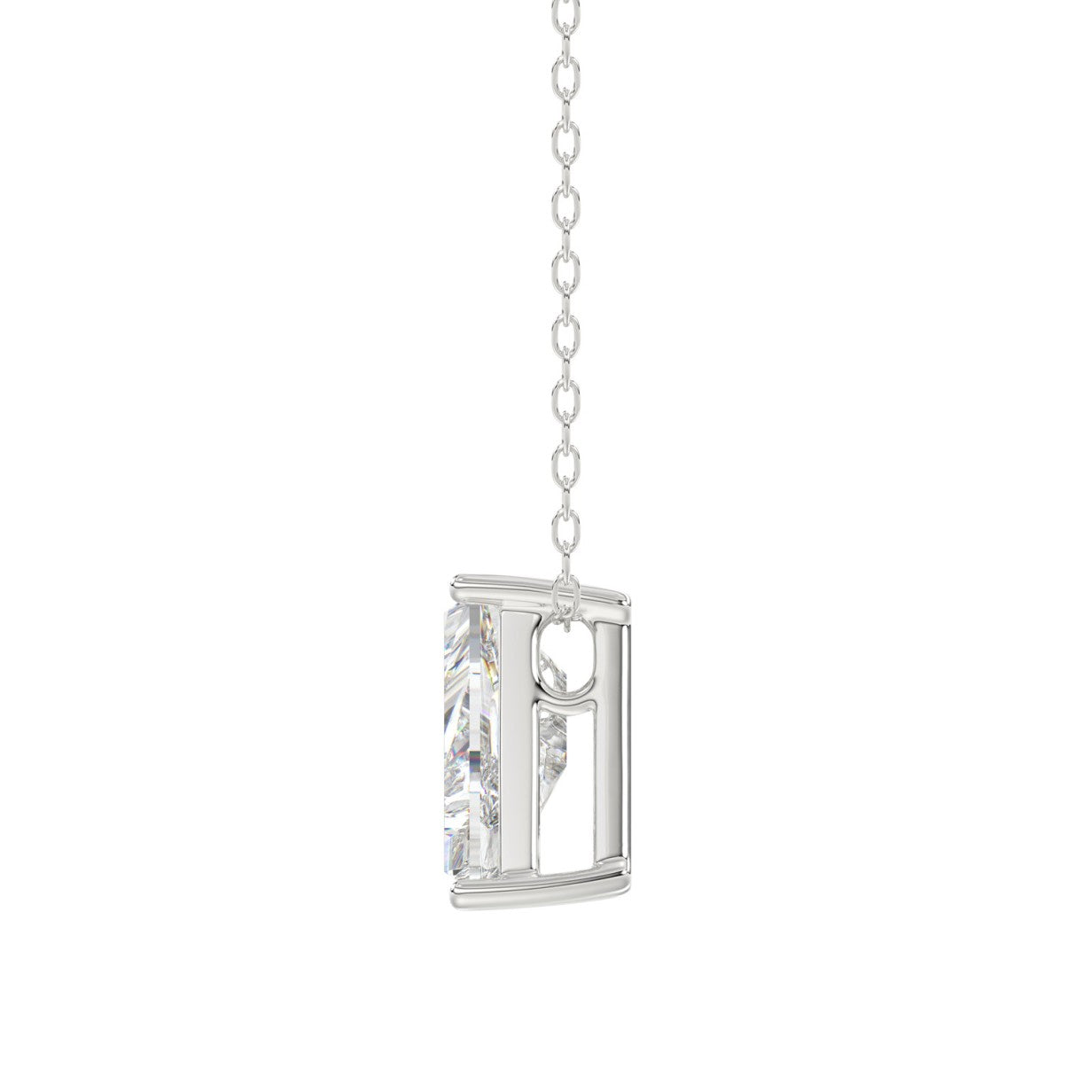 14K WHITE GOLD 1 5/8CT FANCY CUT ALPHABET DIAMOND LADIES PENDANT WITH CHAIN