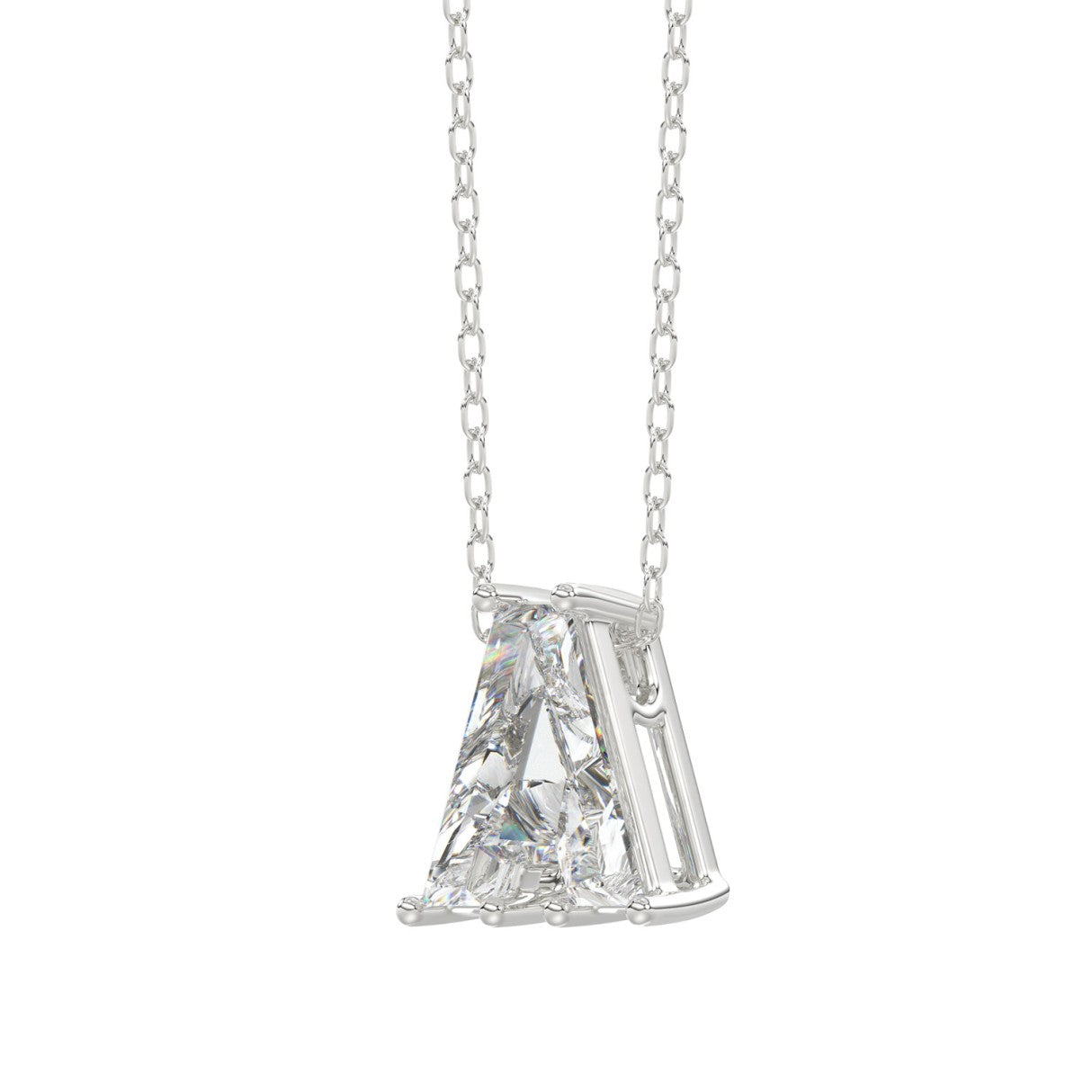 14K WHITE GOLD 1 5/8CT FANCY CUT ALPHABET DIAMOND LADIES PENDANT WITH CHAIN