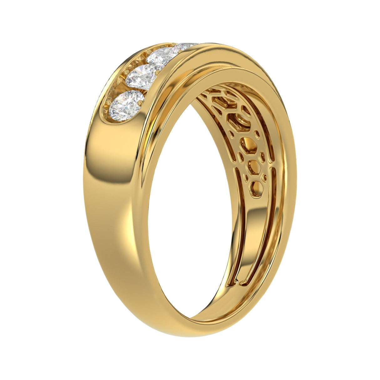 14K YELLOW GOLD 1.00CT ROUND DIAMOND MEN'S BAND