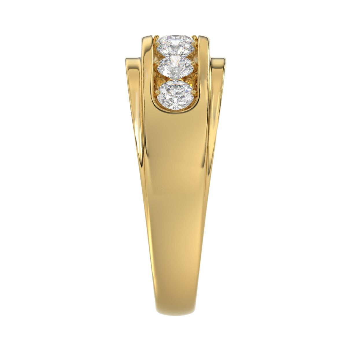 14K YELLOW GOLD 1.00CT ROUND DIAMOND MEN'S BAND