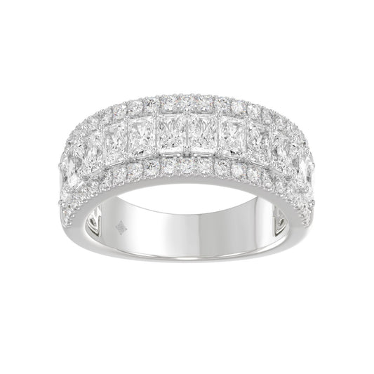 Ladies 14K White Gold Ladies Band 2 1/4CT Featuring Round &amp; Radiant Cut Diamonds