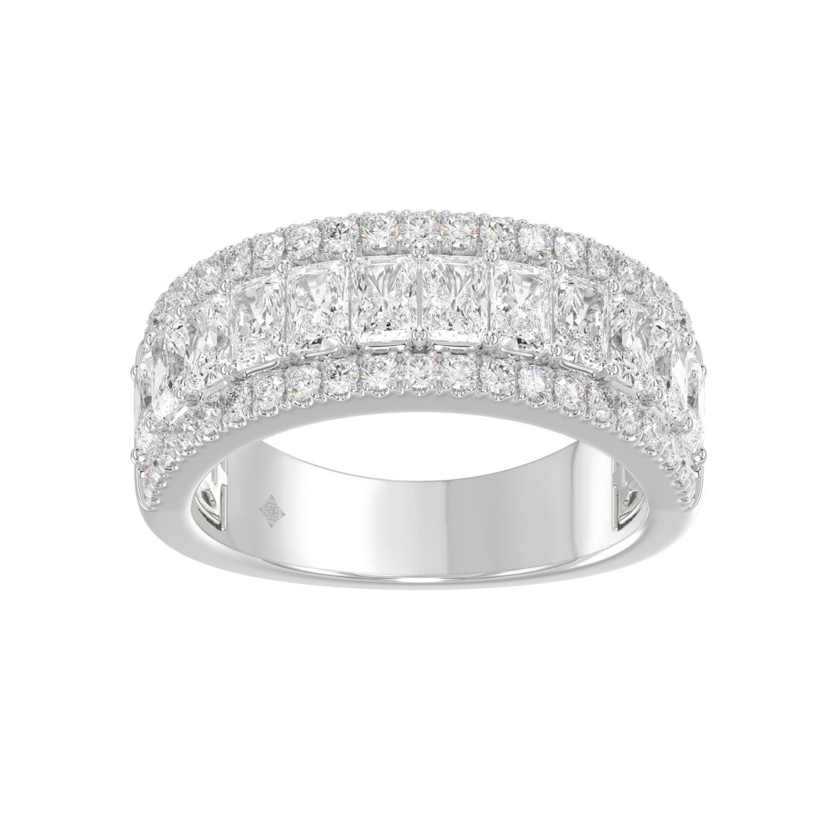 Ladies 14K White Gold Ladies Band 2 1/4CT Featuring Round &amp; Radiant Cut Diamonds