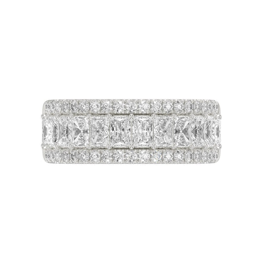 Ladies 14K White Gold Ladies Band 2 1/4CT Featuring Round &amp; Radiant Cut Diamonds