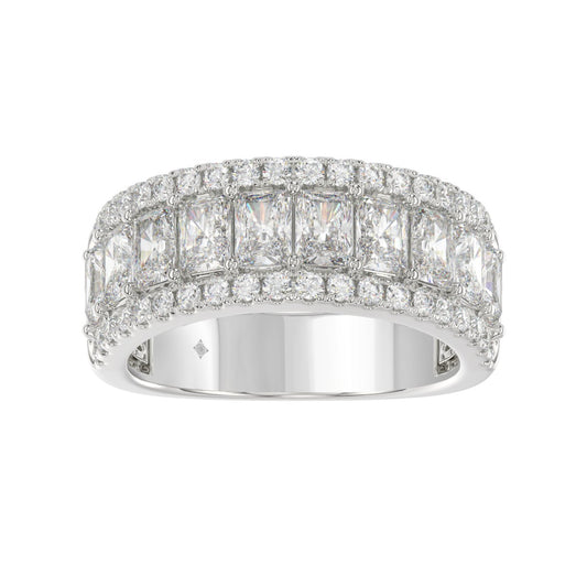 3.00 CT Fashion Band for Ladies Round &amp; Radiant Cut Diamonds 14K White Gold Luxury Band (Color F-G -Clarity VS1/VS2)