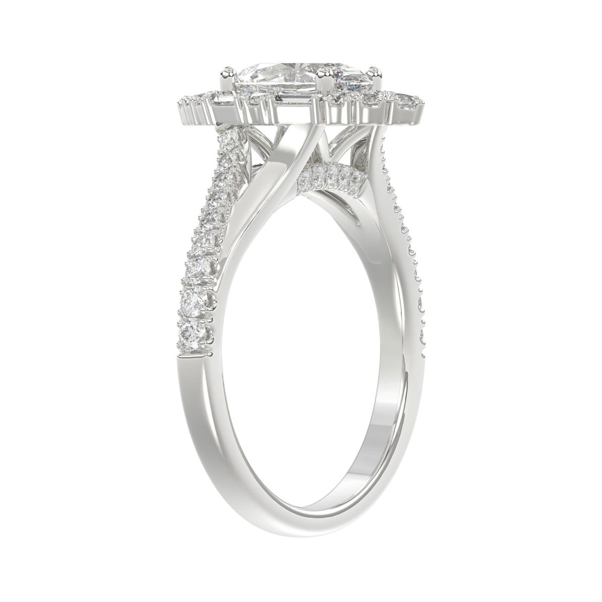 14K WHITE GOLD 2.00CT ROUND/OVAL/BAGUETTE DIAMOND LADIES RING