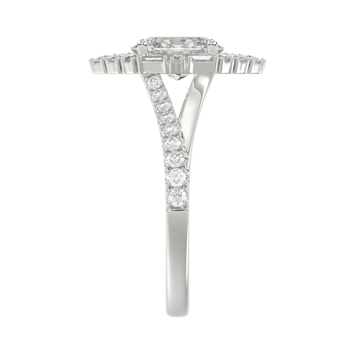 14K WHITE GOLD 2.00CT ROUND/OVAL/BAGUETTE DIAMOND LADIES RING