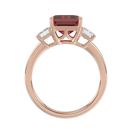 14K ROSE GOLD 5 1/3CT EMERALD DIAMOND LADIES RING (EMERALD RUBY)