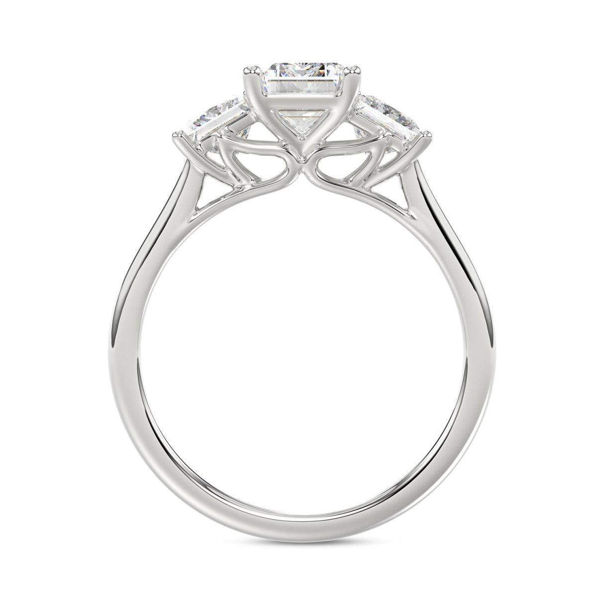 14K WHITE GOLD 2 5/8CT EMERALD/PRINCESS DIAMOND LADIES RING (CENTER STONE EMERALD DIAMOND 1 1/2CT)