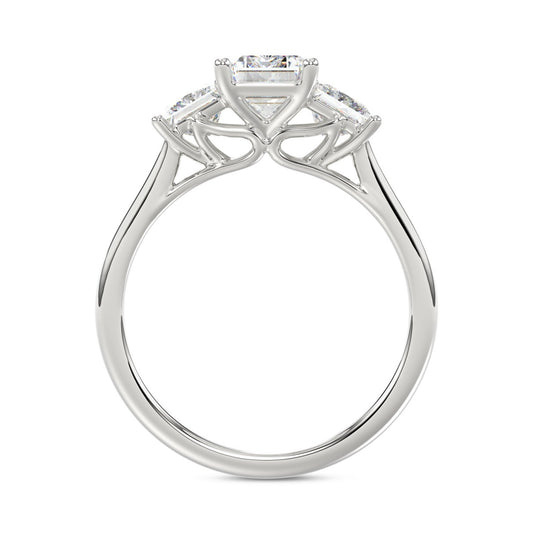 14K WHITE GOLD 2 5/8CT EMERALD/PRINCESS DIAMOND LADIES RING (CENTER STONE EMERALD DIAMOND 1 1/2CT)