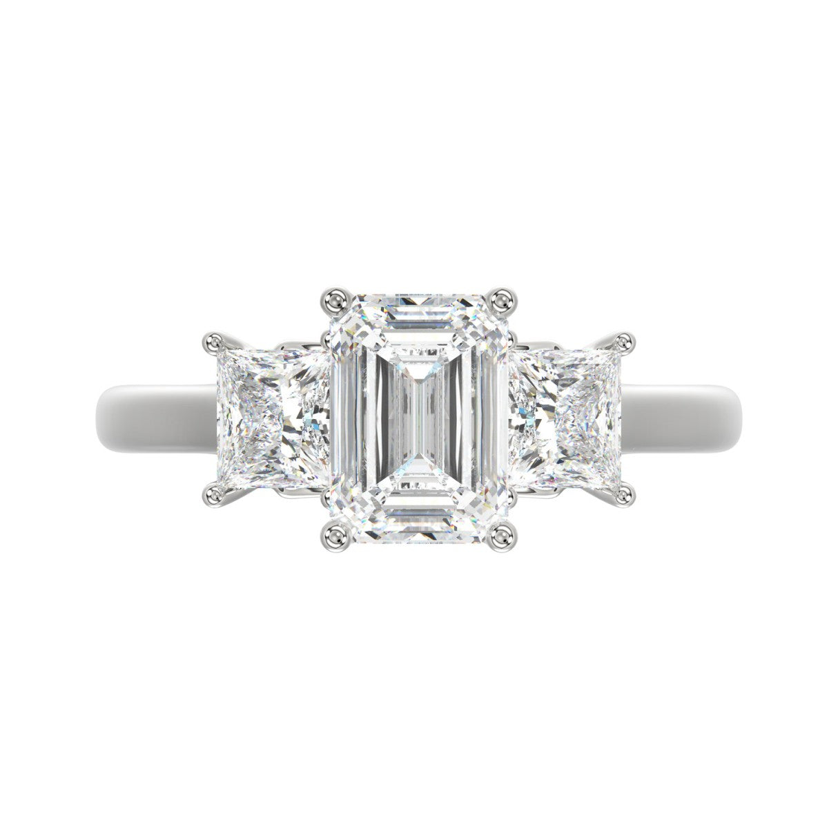 14K WHITE GOLD 2 5/8CT EMERALD/PRINCESS DIAMOND LADIES RING (CENTER STONE EMERALD DIAMOND 1 1/2CT)