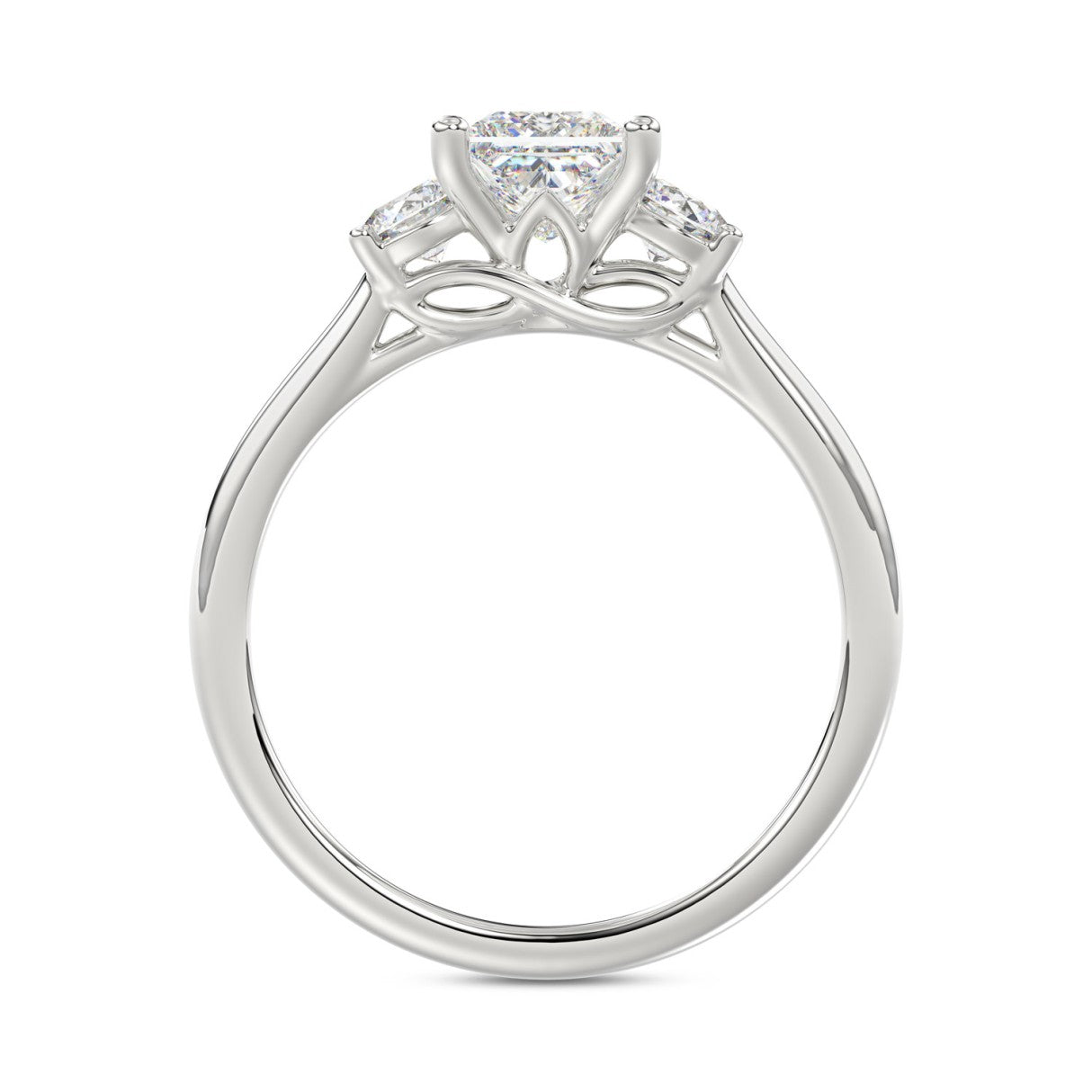 14K WHITE GOLD 1.00CT PRINCESS/ROUND DIAMOND LADIES RING (CENTER STONE PRINCESS DIAMOND 3/4CT)