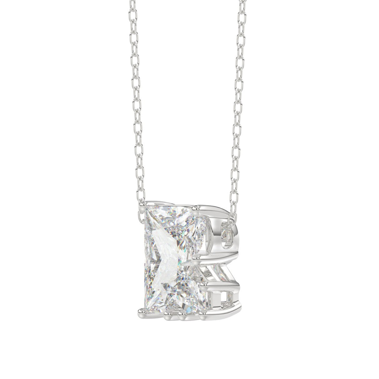 10K WHITE GOLD 1 5/8CT FANCY CUT ALPHABET DIAMOND LADIES PENDANT WITH CHAIN