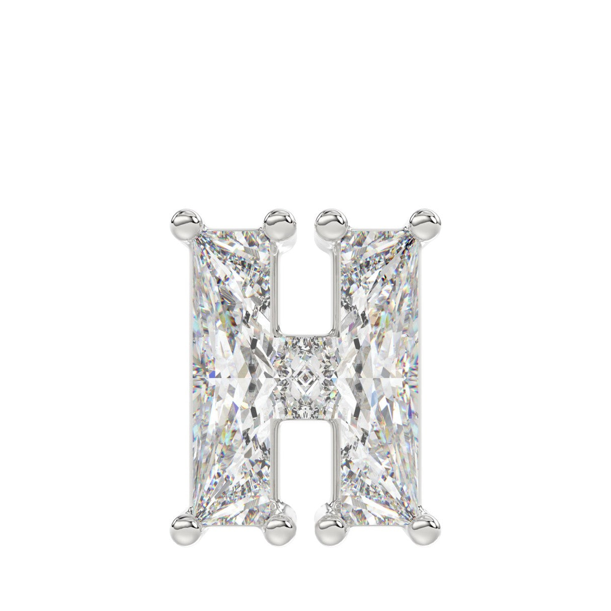 10K WHITE GOLD 1 1/3CT FANCY CUT ALPHABET DIAMOND LADIES PENDANT WITH CHAIN